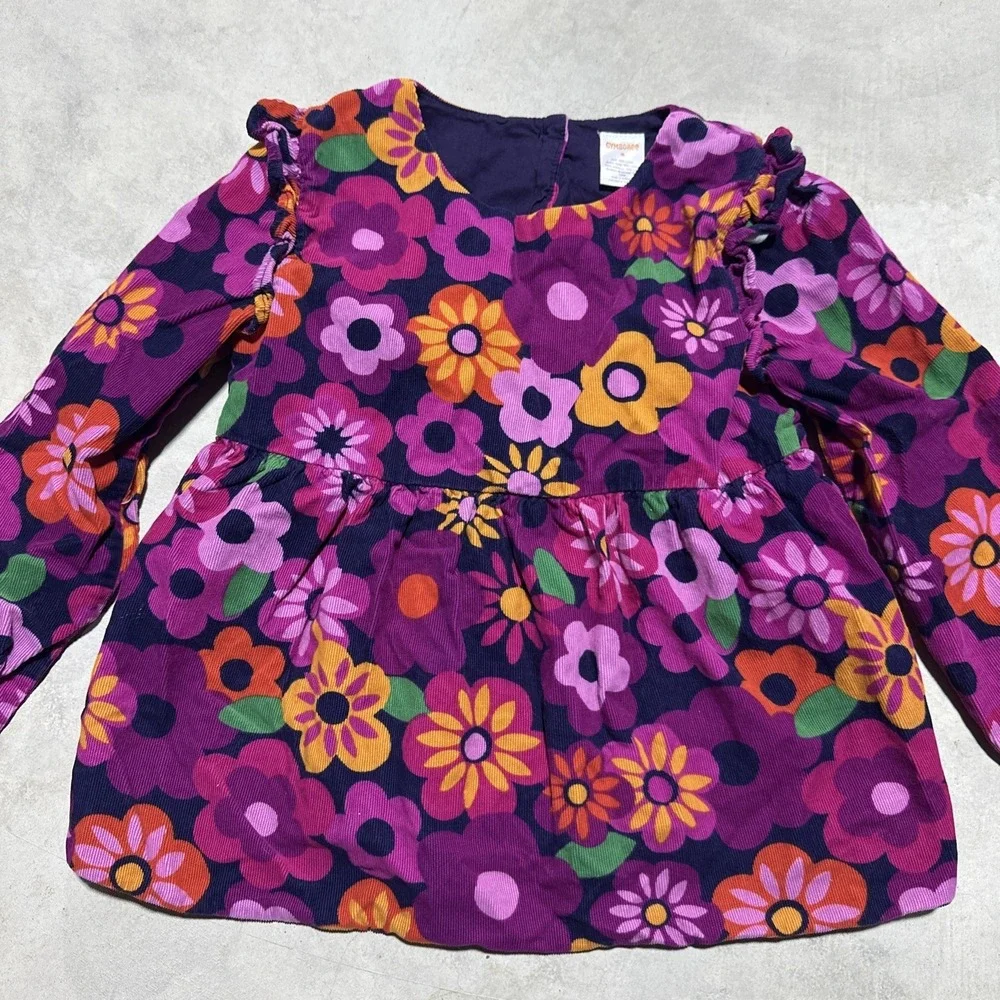 Girl's SZ 8 Gymboree Purple Daisy Floral Corduroy Shirt Long Sleeve Fall Winter